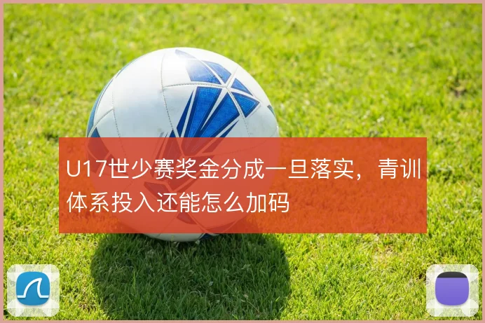 U17世少赛奖金分成一旦落实，青训体系投入还能怎么加码